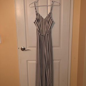 Navy and white jumpsuit